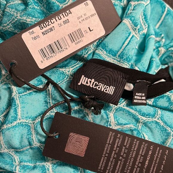 Just Cavalli Blue Snake Animal Print Dress Large NWT - Picture 6 of 6